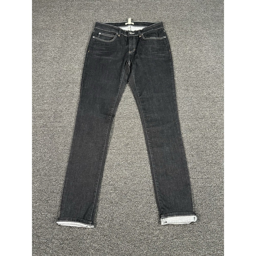 Eileen Fisher Jeans Women's 6 Black Denim Organic Cotton Stretch Straight Leg
